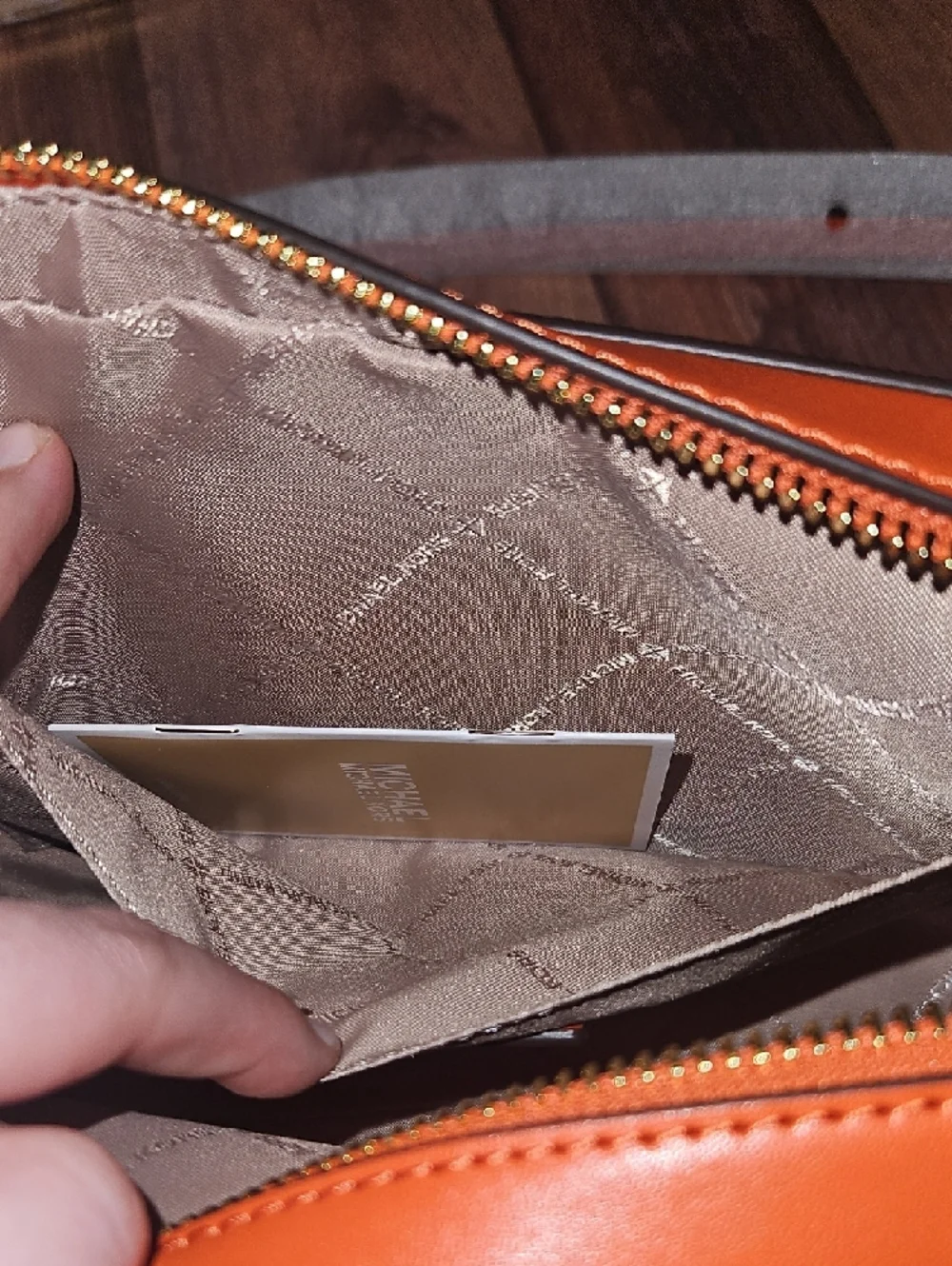 Michael Kors Orange and White Polka Dot Crossbody Bag